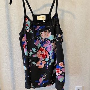Yumi Kim black floral spaghetti strap tank